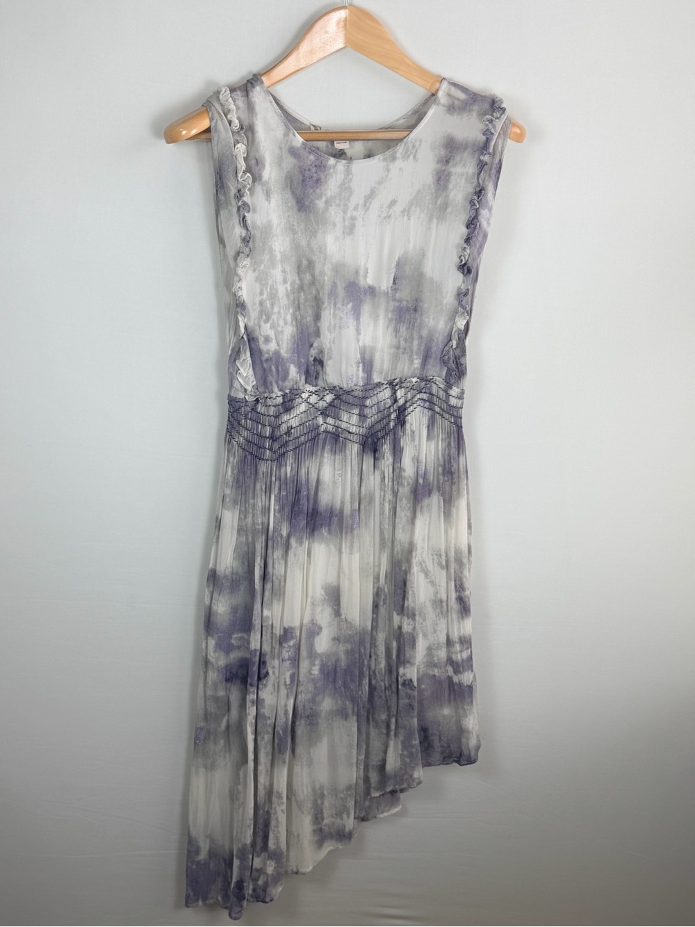Chelsea & Violet Tie Dye Midi Dress Asymmetrical Hem Smocked Waist Large